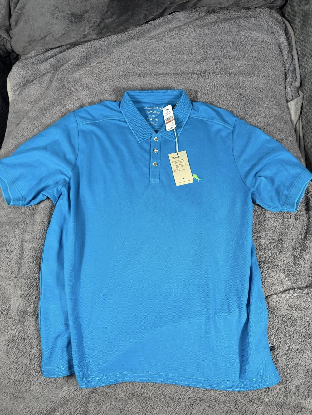 Tommy Bahama IslandZone Polo Shirt Mens 3XL Blue Supima Short Sleeve Performance